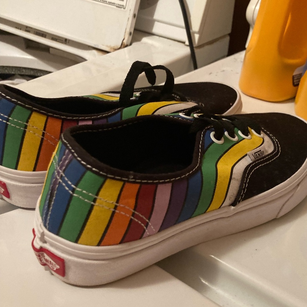 Vans Kids Rainbow Stripe Sneakers - Black and Multicolor